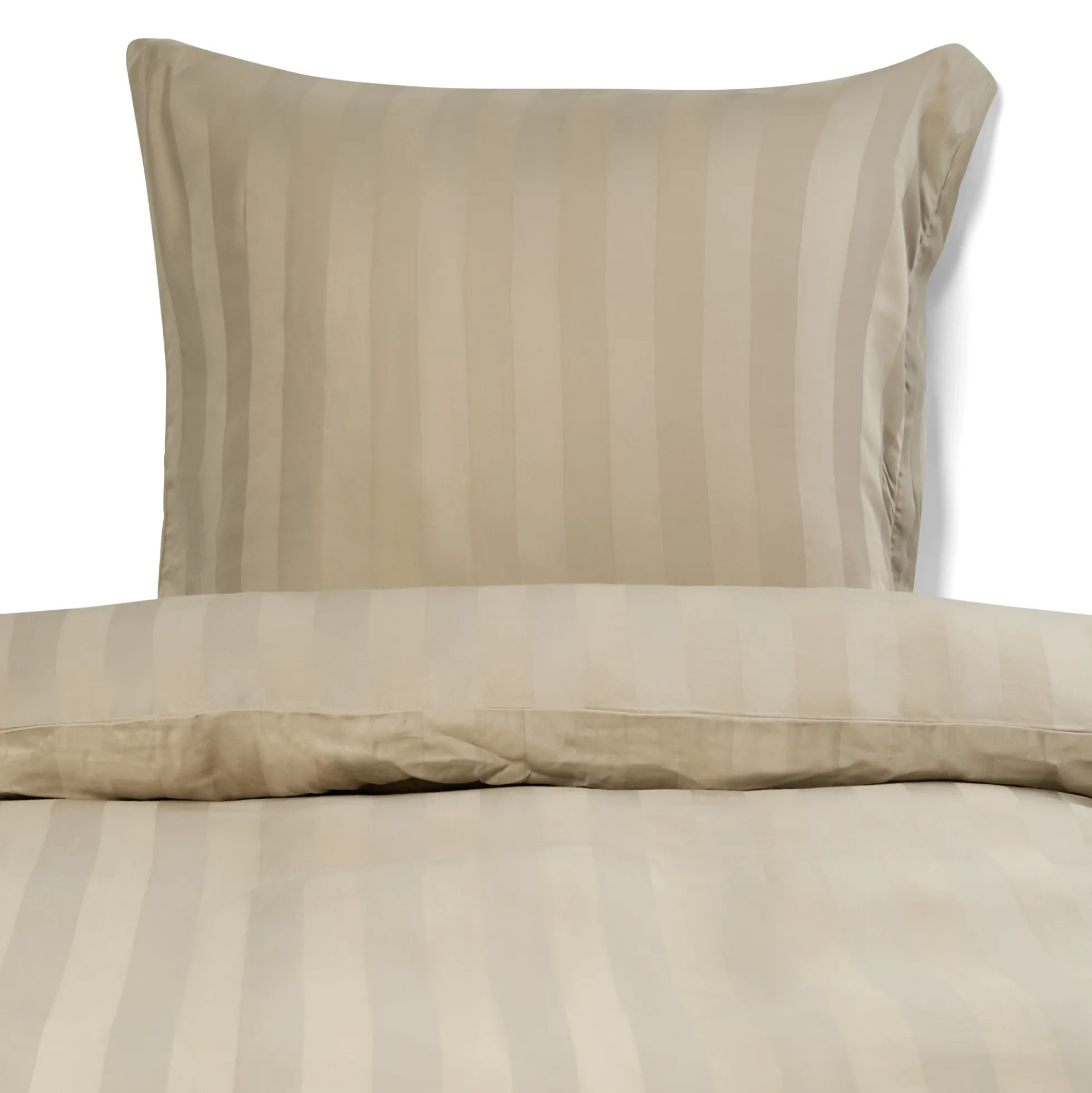 Bambus sengetøj 140x220 cm - 100% bambus - Sandfarvet jacquardvævet striber