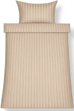 Bambus sengetøj 140x220 cm - 100% bambus - Sandfarvet jacquardvævet striber