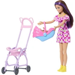 Barbie Babysitting Skipper legesæt - 30 cm dukke og 7 dele