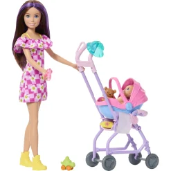 Barbie Babysitting Skipper legesæt - 30 cm dukke og 7 dele