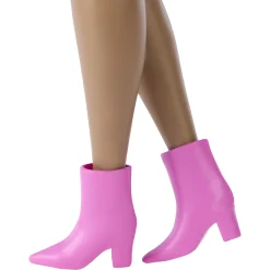 Barbie Deluxe Style mørk dukke - Pink denim nederdel og høreapperat - 30 cm