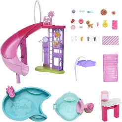 Barbie Dream Land poolsæt med rutsjebane - 17 dele