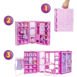 Barbie drømmeklædeskab med dukke, tøj og accessories - 91 cm