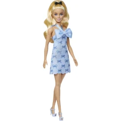 Barbie Fashionista dukke - Kjole med blå sløjfe - 30 cm