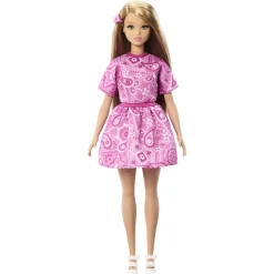Barbie Fashionista dukke - Pink kjole med paisley-mønster - 30 cm