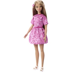 Barbie Fashionista dukke - Pink kjole med paisley-mønster - 30 cm