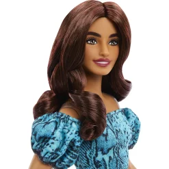 Barbie Fashionista dukke - Turkis kjole med dyreprint - 30 cm