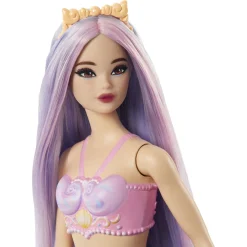 Barbie havfruedukke med lilla hale og fantasihår - 30 cm