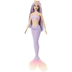 Barbie havfruedukke med lilla hale og fantasihår - 30 cm