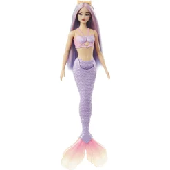 Barbie havfruedukke med lilla hale og fantasihår - 30 cm