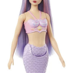 Barbie havfruedukke med lilla hale og fantasihår - 30 cm