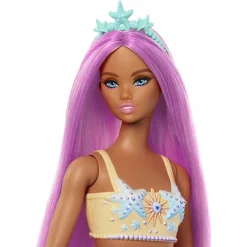 Barbie havfruedukke med pink hår og farverig hale - 30 cm