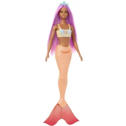 Barbie havfruedukke med pink hår og farverig hale - 30 cm
