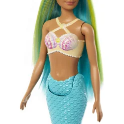 Barbie havfruedukke med turkis hale og blågrønt hår - 30 cm