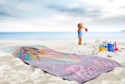Barbie håndklæde - 70x140 cm - 100% bomuld - Blødt badehåndklæde med Barbie som havfrue
