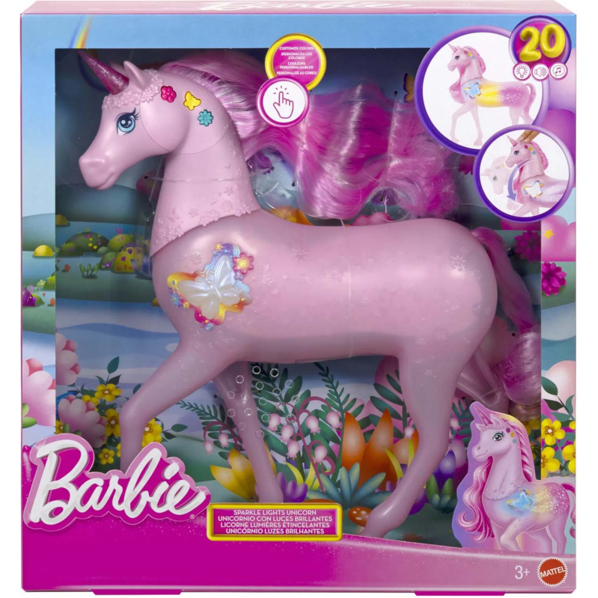 Barbie interaktiv enhjørning med lys, lyd og musik - 30 cm