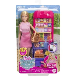 Barbie Malibu med markedsbod, mad og indkøbstilbehør - 11 dele