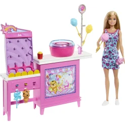 Barbie Malibu med spillebod og candyfloss-maskine - 20+ dele - 30 cm