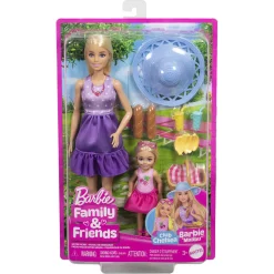 Barbie Malibu og Chelsea picnic-legesæt med 2 dukker - 11 dele