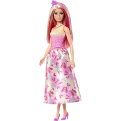 Barbie prinsessedukke med pink hår og sommerfuglekjole - 30 cm