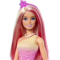 Barbie prinsessedukke med pink hår og sommerfuglekjole - 30 cm