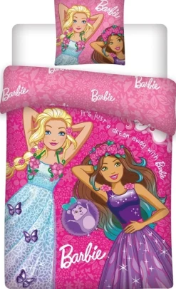 Barbie sengetøj - 100% bomuld - Junior sengetøj 100x140 cm - Barbie og motiver