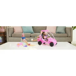 Barbie strandbuggy med strandtilbehør og plads til 4 dukker - 25x35 cm