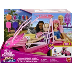 Barbie strandbuggy med strandtilbehør og plads til 4 dukker - 25x35 cm