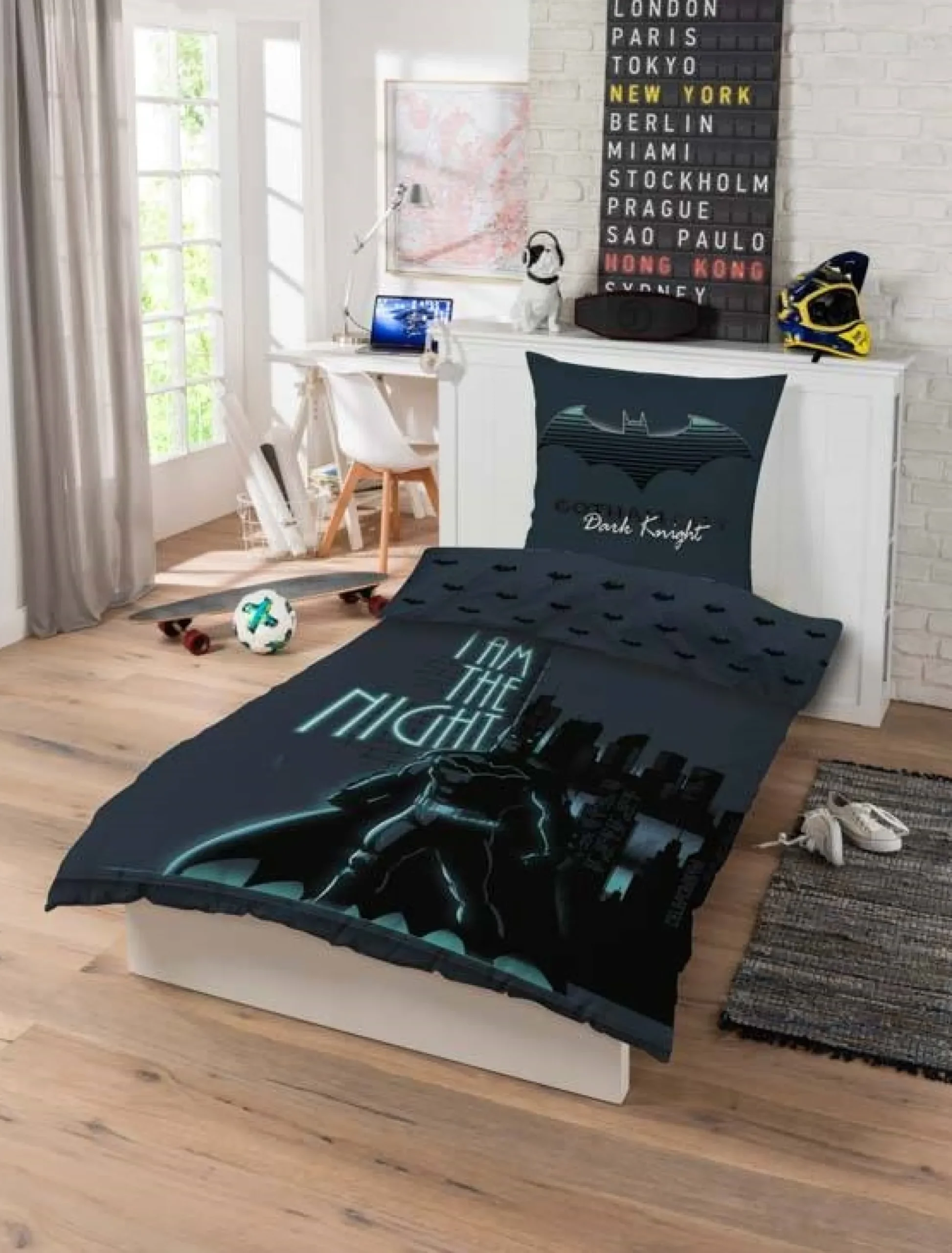 Batman sengetøj - 100% bomuld - Børnesengetøj 140x200 cm - Glow in the dark