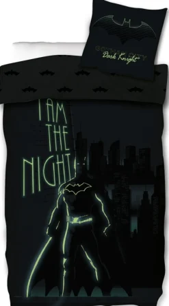 Batman sengetøj - 100% bomuld - Børnesengetøj 140x200 cm - Glow in the dark