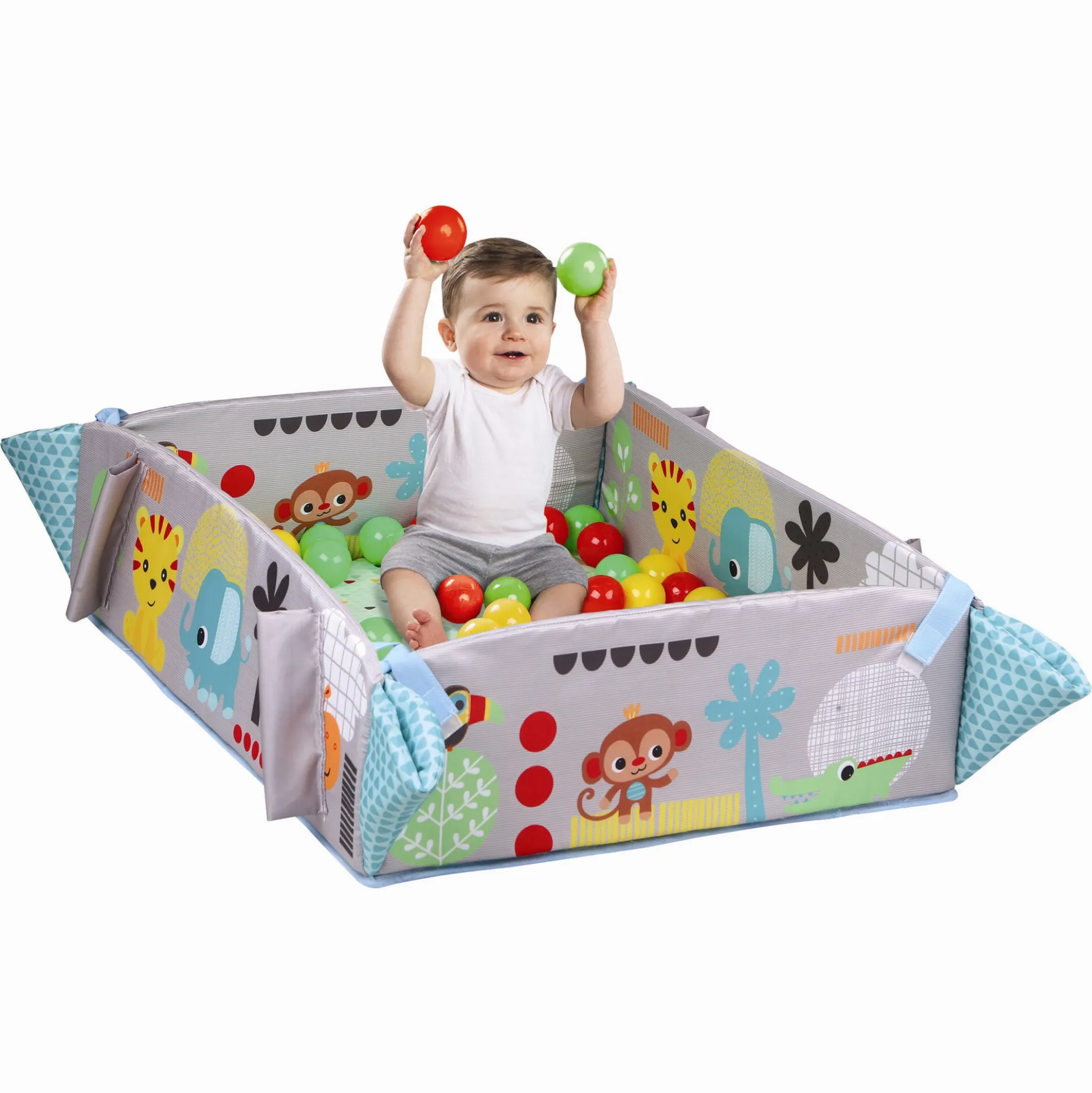 B Beez 5-i-1 legemåtte - babygym med rangler og bolde - fra 0 mdr.