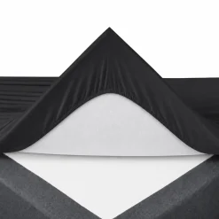Blødt lagen 80x200 cm - Faconlagen i 100% bomuldssatin - Sort boxlagen til madras - By Night satin lagen