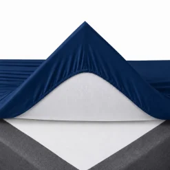 Blødt lagen 80x200 cm - Faconlagen i 100% bomuldssatin - Blåt boxlagen til madras - By Night satin lagen