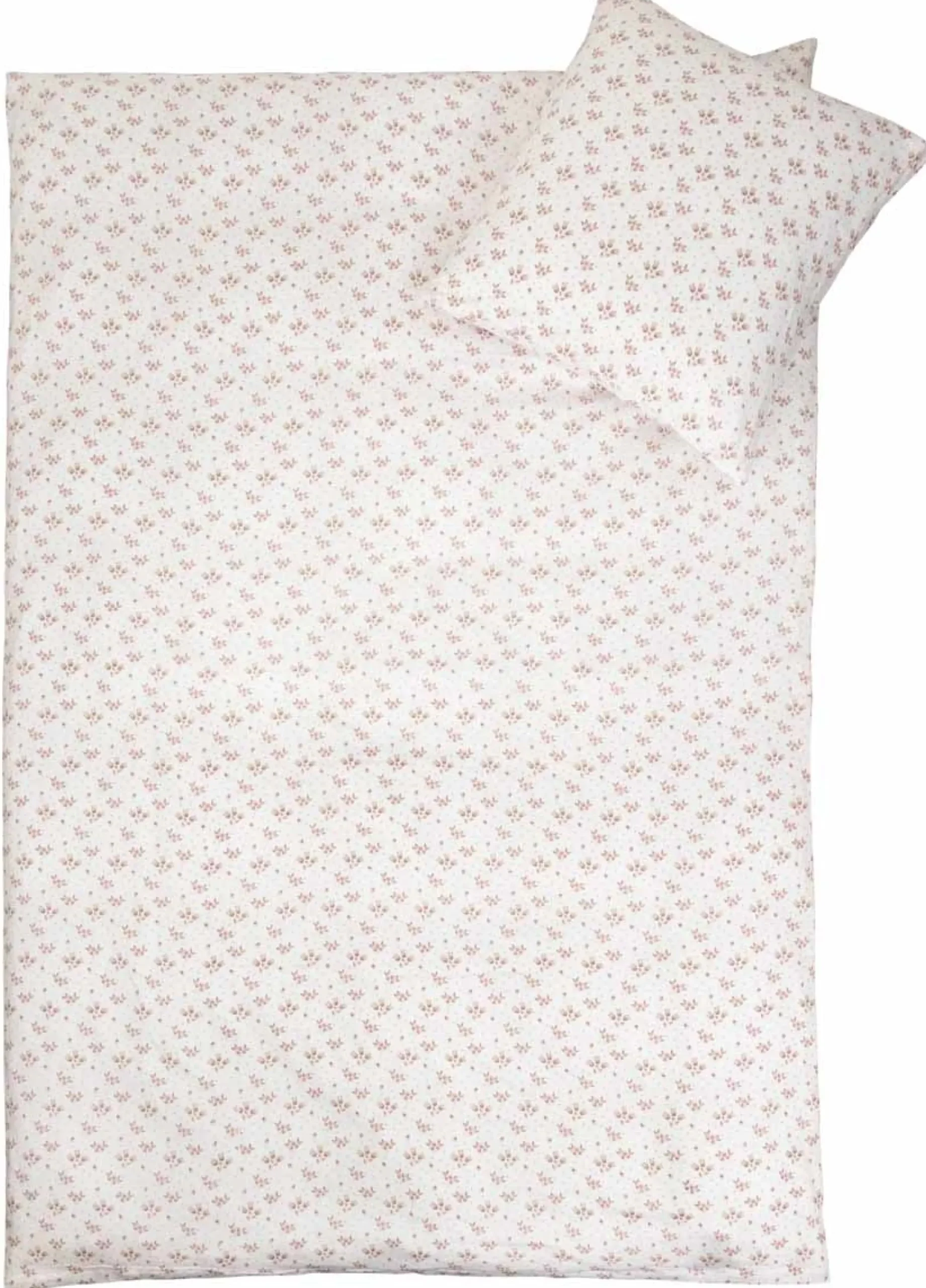 Blomstret sengetøj - 100% bomuldssatin - Junior sengetøj 100x140 cm - Hvid og rosa