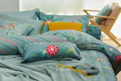 Blomstret sengetøj 200x220cm - Petites Fleurs - Blåt sengetøj dobbeltdyne - 2 i 1 design - 100% bomuld - Pip Studio