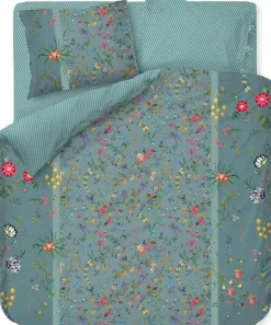 Blomstret sengetøj 200x220cm - Petites Fleurs - Blåt sengetøj dobbeltdyne - 2 i 1 design - 100% bomuld - Pip Studio