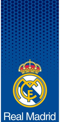 Blåt Real Madrid håndklæde - 70x140 cm - 100% bomuld - Blødt badehåndklæde med Real Madrid logo