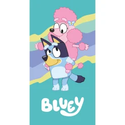Bluey håndklæde - 70x140 cm - Blødt badehåndklæde med Bluey og veninden Coco - 100% bomuld børnehåndklæde