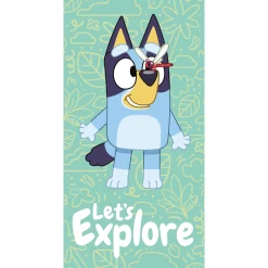 Bluey håndklæde - 70x140 cm - Blødt badehåndklæde med Bluey - 100% bomuld børnehåndklæde