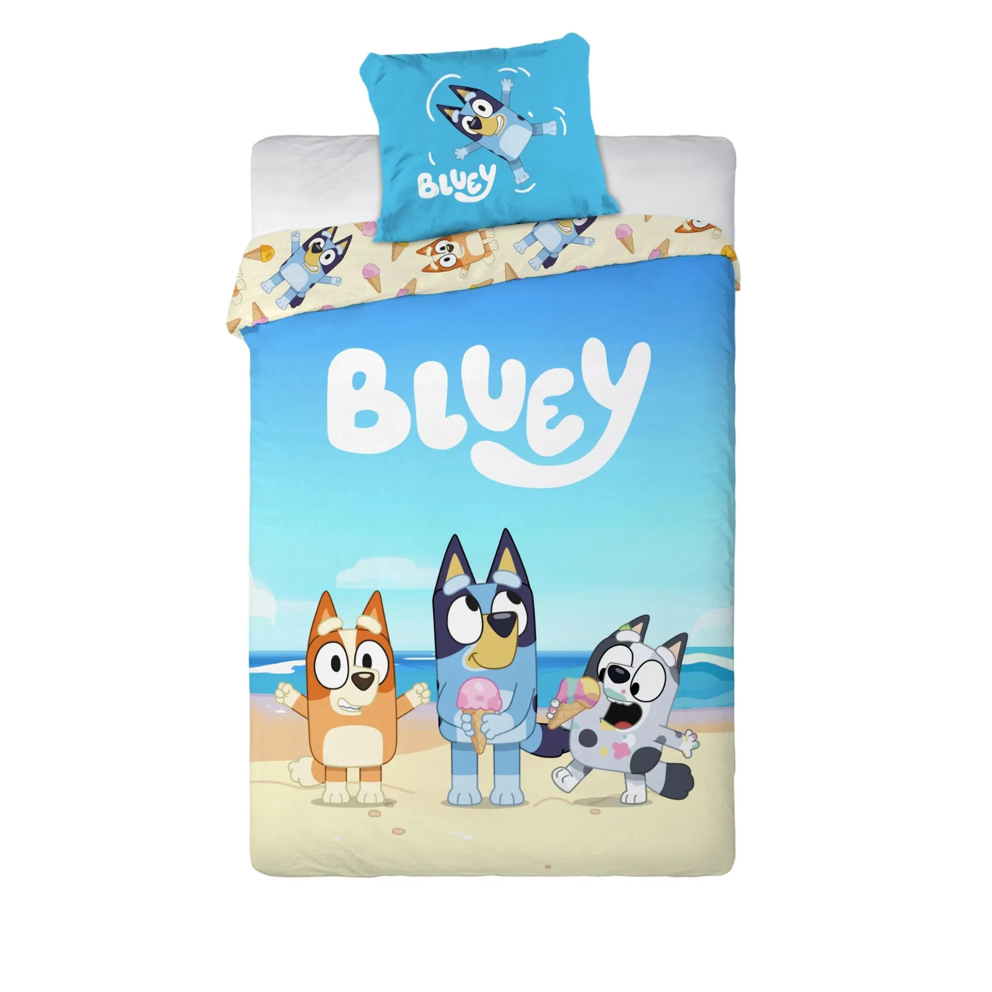Bluey sengetøj - 100% bomuld - Junior sengetøj 100x140 cm - På stranden