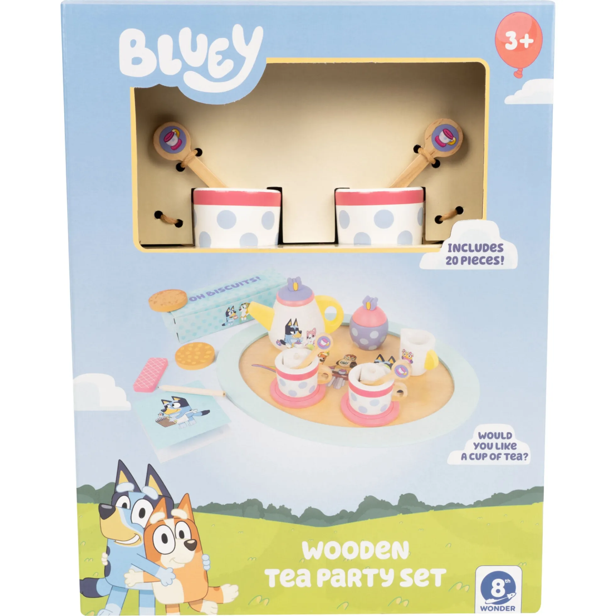 Bluey tesæt i træ – 19 dele - Legekøkken tilbehør