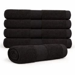 Bomulds håndklæde - 100% bomuld - Badehåndklæde 70x140 cm - Diamant - Sort