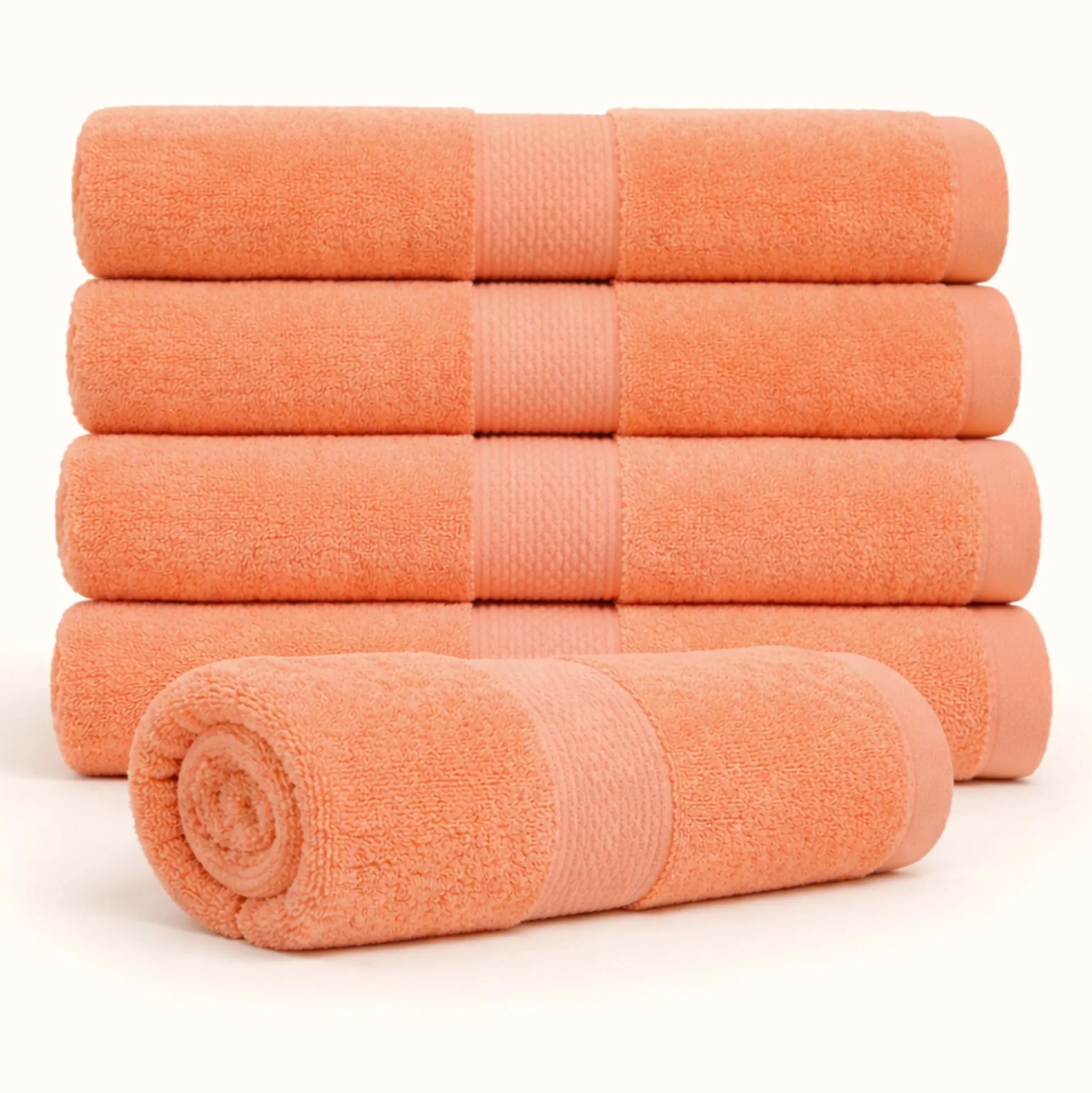 Bomulds håndklæde - 100% bomuld - Badehåndklæde 70x140 cm - Diamant - Orange