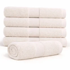 Bomulds håndklæde - 100% bomuld - Badehåndklæde 70x140 cm - Diamant - Creme