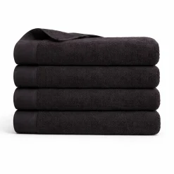 Bomulds håndklæde - 100% bomuld - Badehåndklæde 70x140 cm - Valmue - Sort
