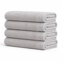 Bomulds håndklæde - 100% bomuld - Badehåndklæde 70x140 cm - Valmue - Lysegrå