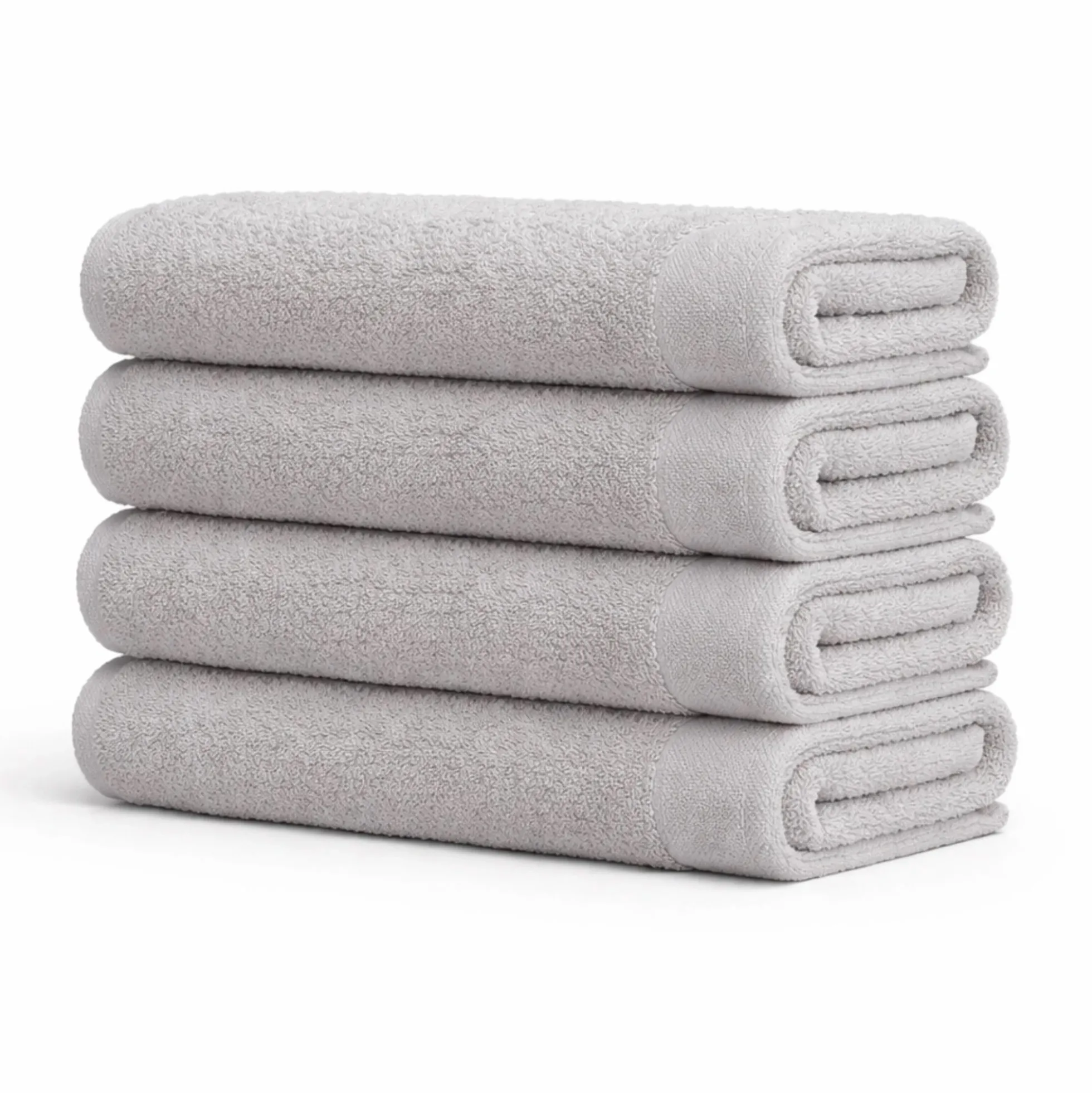 Bomulds håndklæde - 100% bomuld - Badehåndklæde 70x140 cm - Valmue - Lysegrå