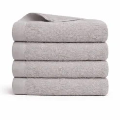 Bomulds håndklæde - 100% bomuld - Badehåndklæde 70x140 cm - Valmue - Lysegrå
