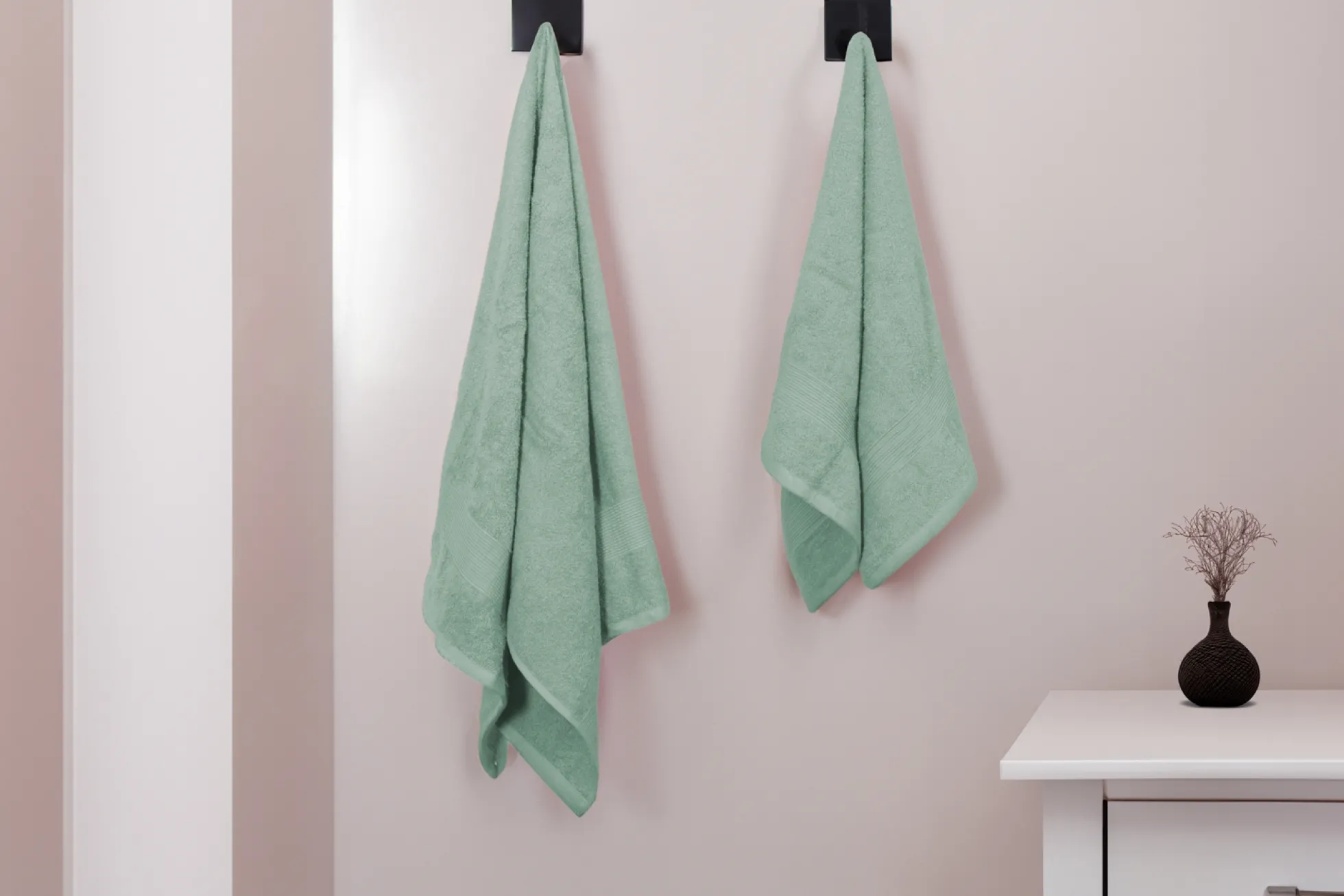 Bomulds håndklæde - 100% bomuld - Badehåndklæde 70x140 cm - Mint