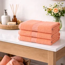 Bomulds håndklæde - 100% bomuld - 50x100 cm - Diamant - Orange